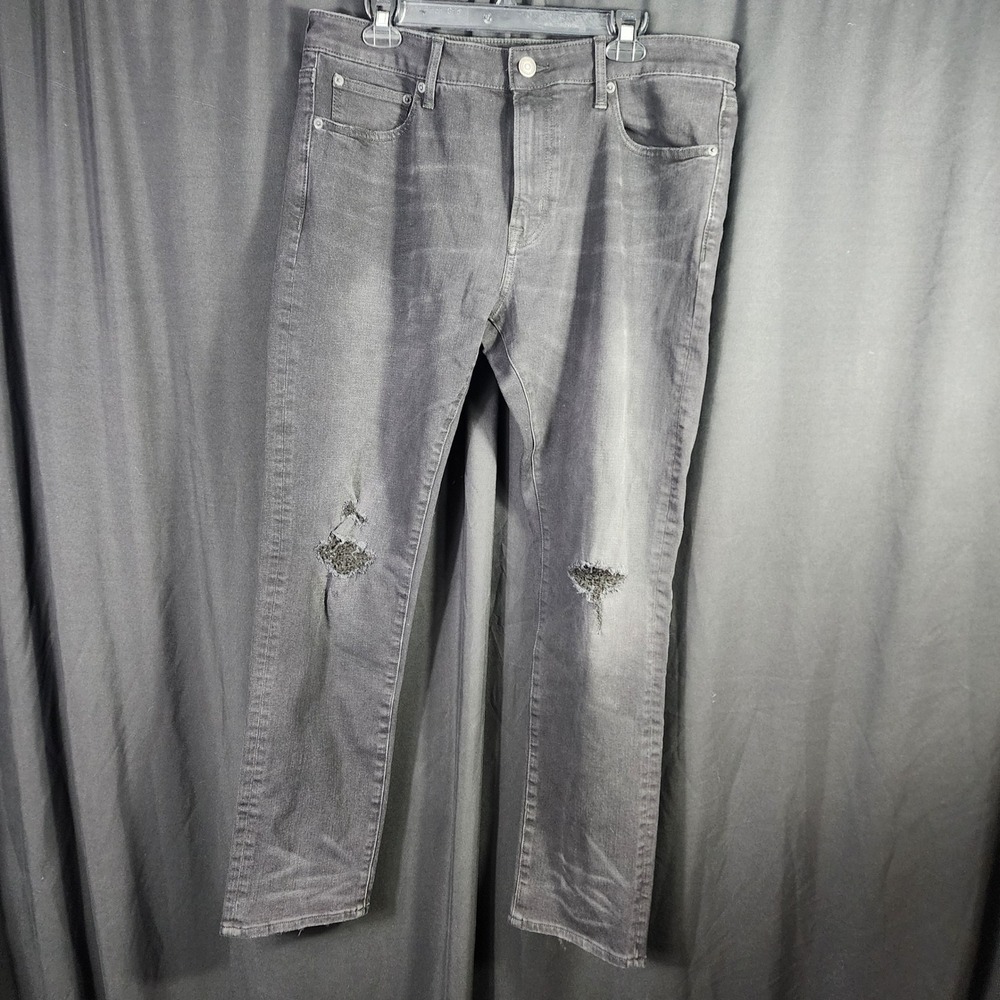 American‎ Eagle Mens Extreme Flex 4 Slim Distressed Black Wash Jeans 36x32